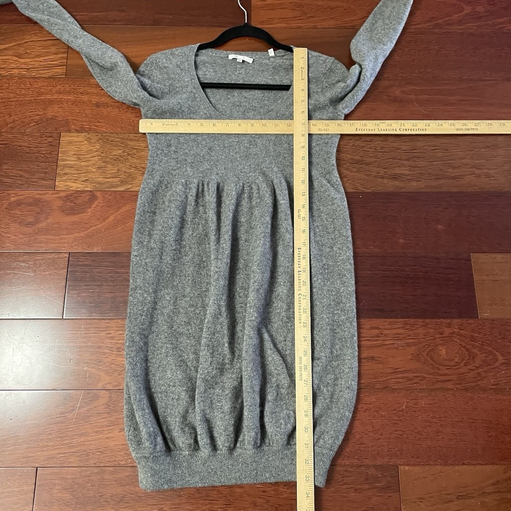 Vince 100% Cashmere Babydoll Long Sleeve‎ Sweater Dress Y2K Phoebe Gray Sz S B27 - Picture 10 of 12
